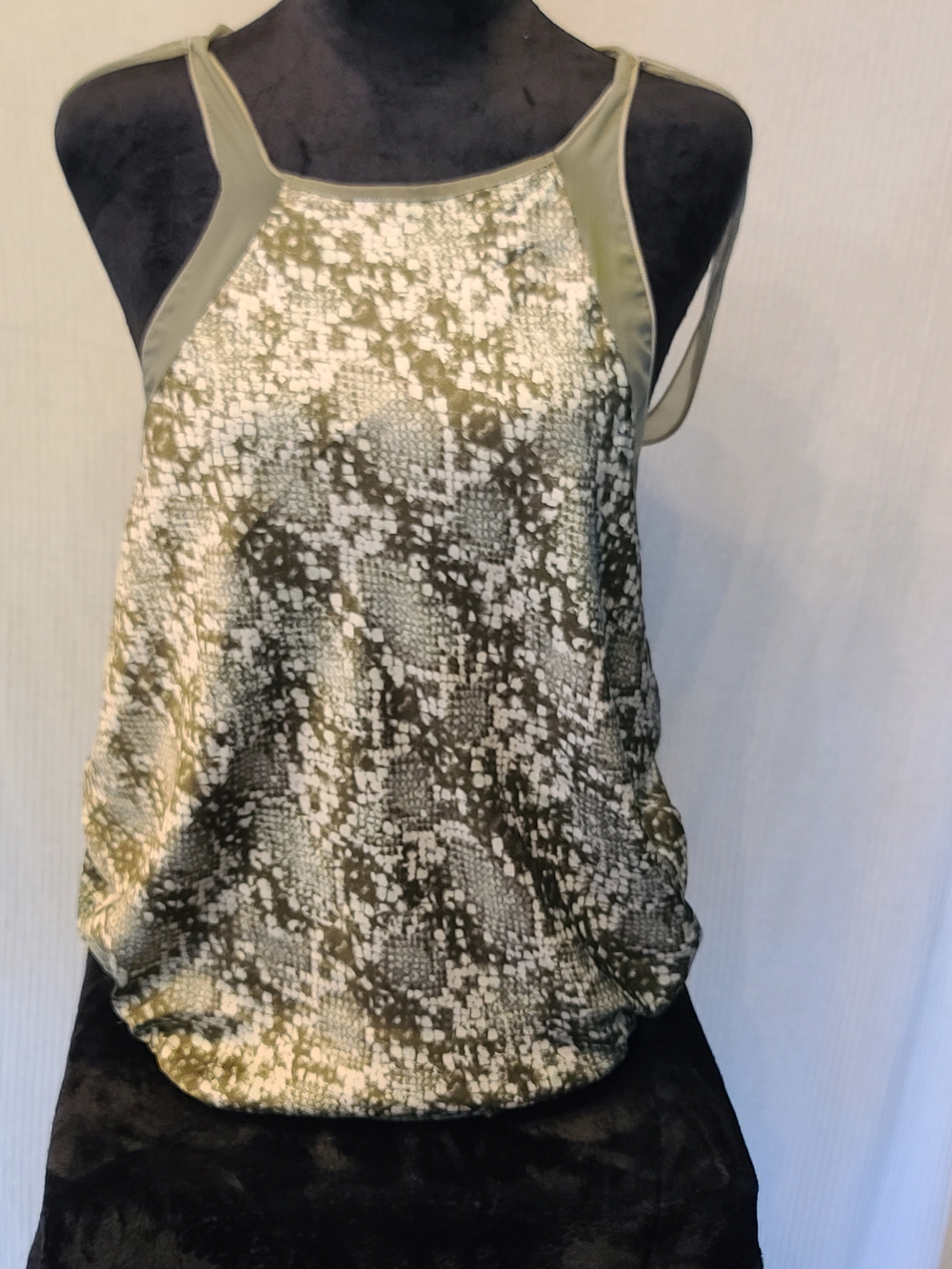 Olive Green Snake-Print Halter Camisole